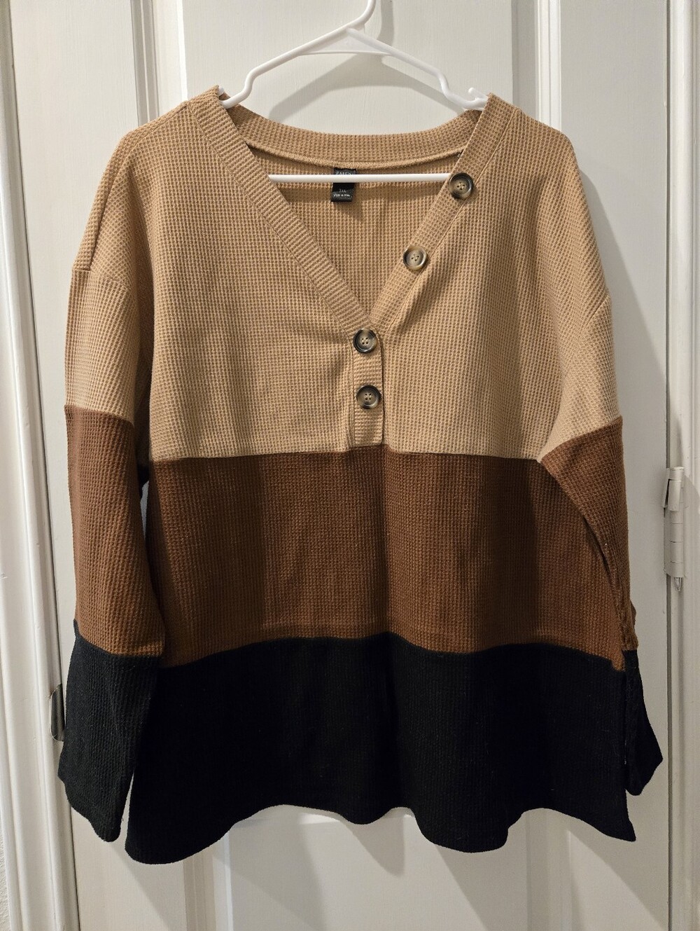 Women's Emery Rose Color Block Thermal Sweater. Size 3X.